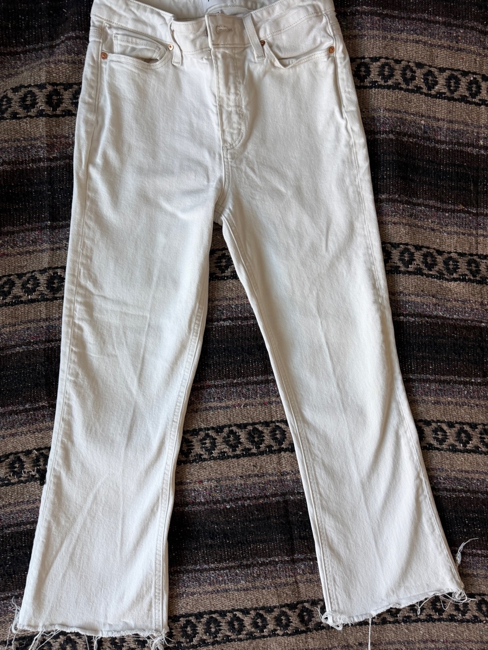 PAIGE High Rise Laurel Canyon Raw Hem White Jeans - Size 27